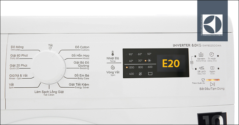 máy giặt electrolux báo e20